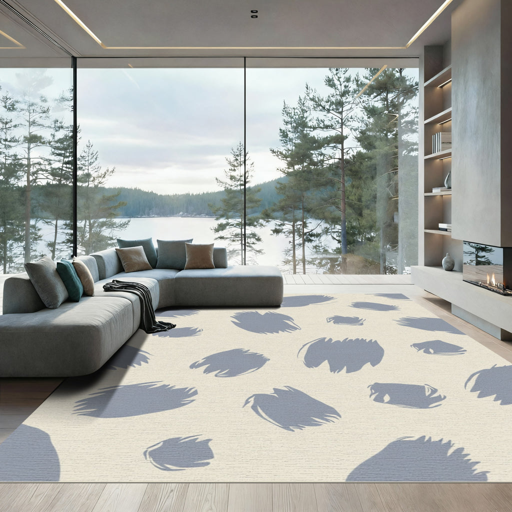 Abstract Gray Brush Stroke Composition Rug
