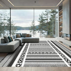 Monochromatic Geometric Tribal Stripes Rug