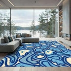 Blue organic blob composition Rug