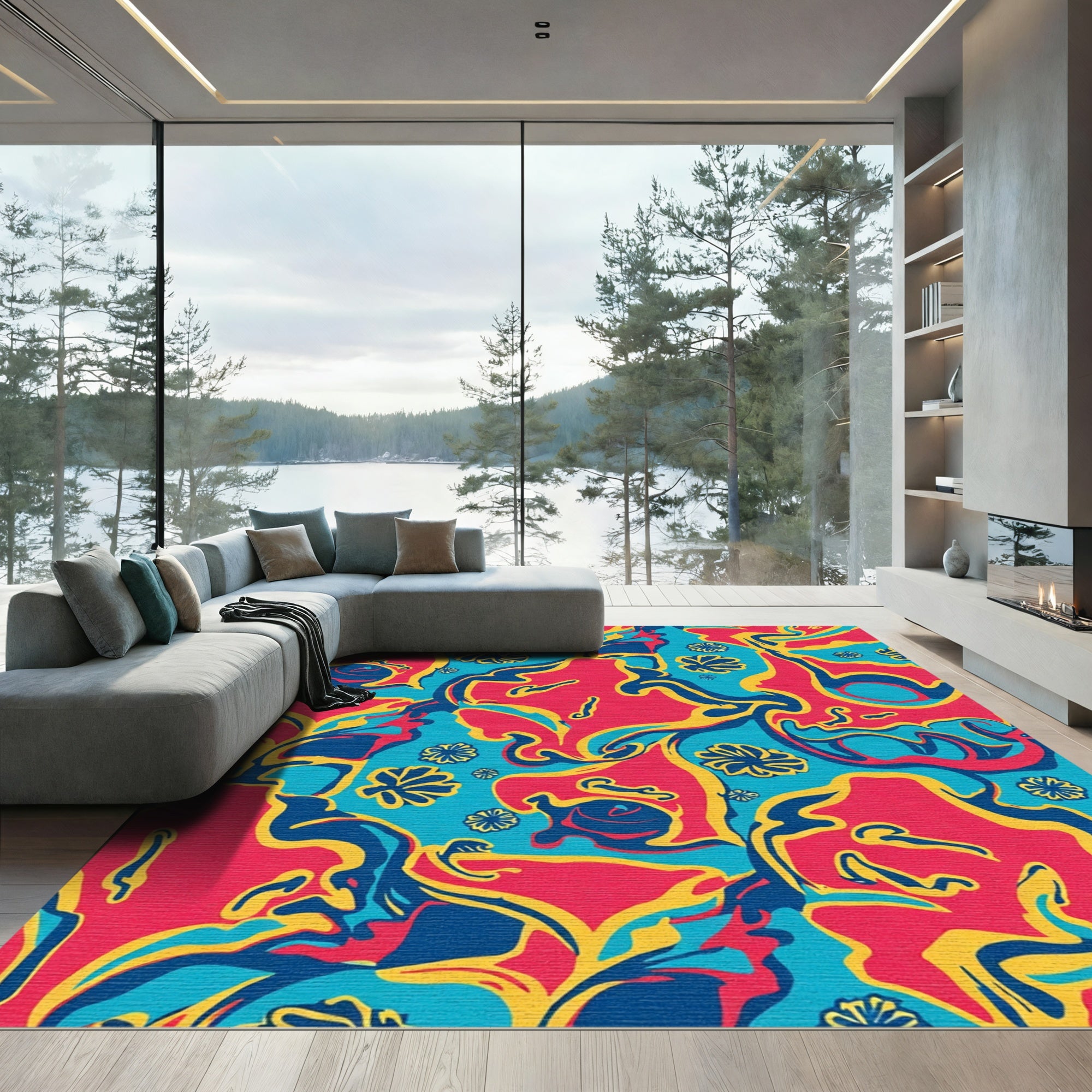 Groovy Swirl Floral Abstract Rug