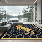 Golden Lion Geometric Lattice Art Rug