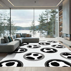 Black White Spotted Circles Rug