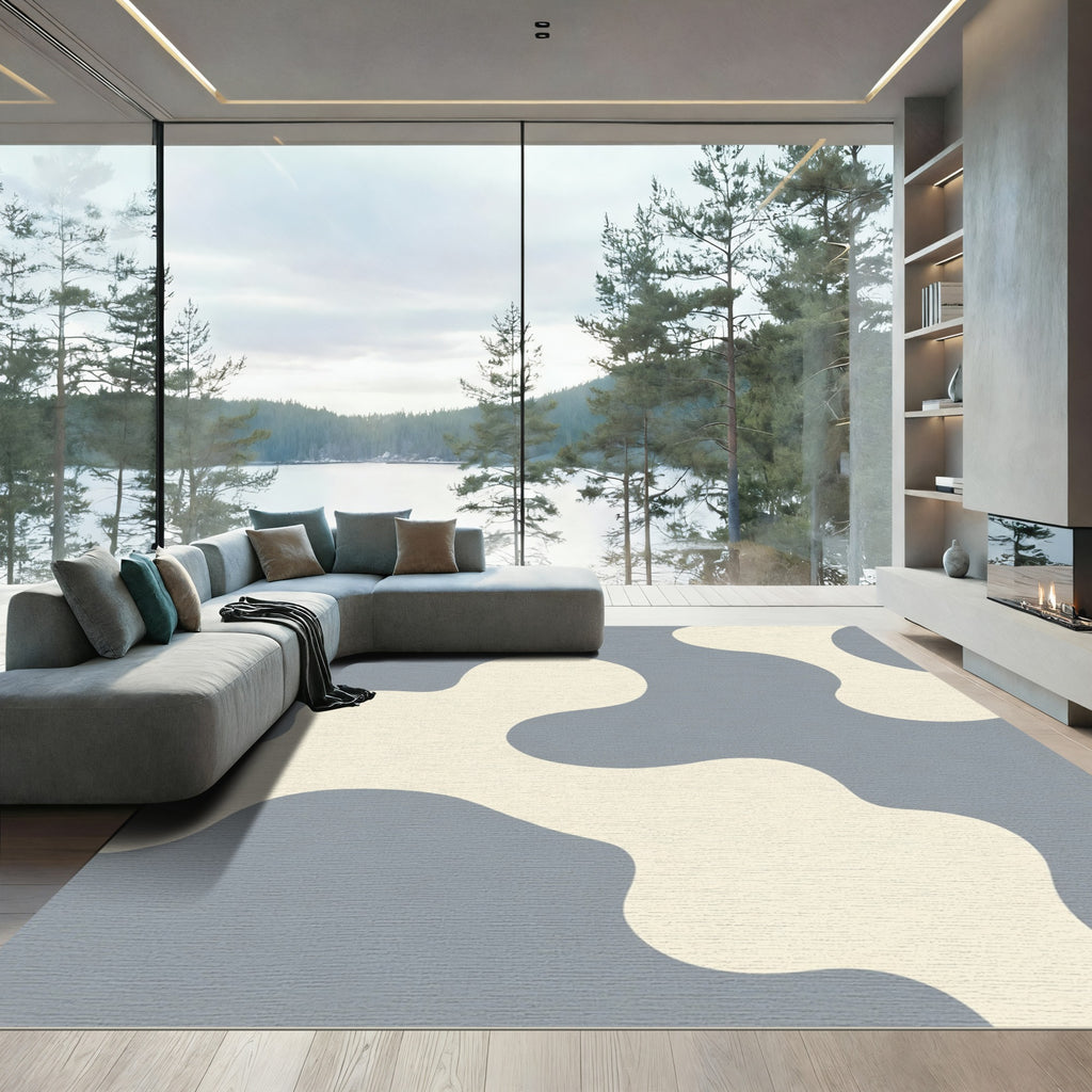 Abstract Soft Blue Blob Composition Rug