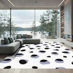 Black Blue Spotted Organic Shapes Rug