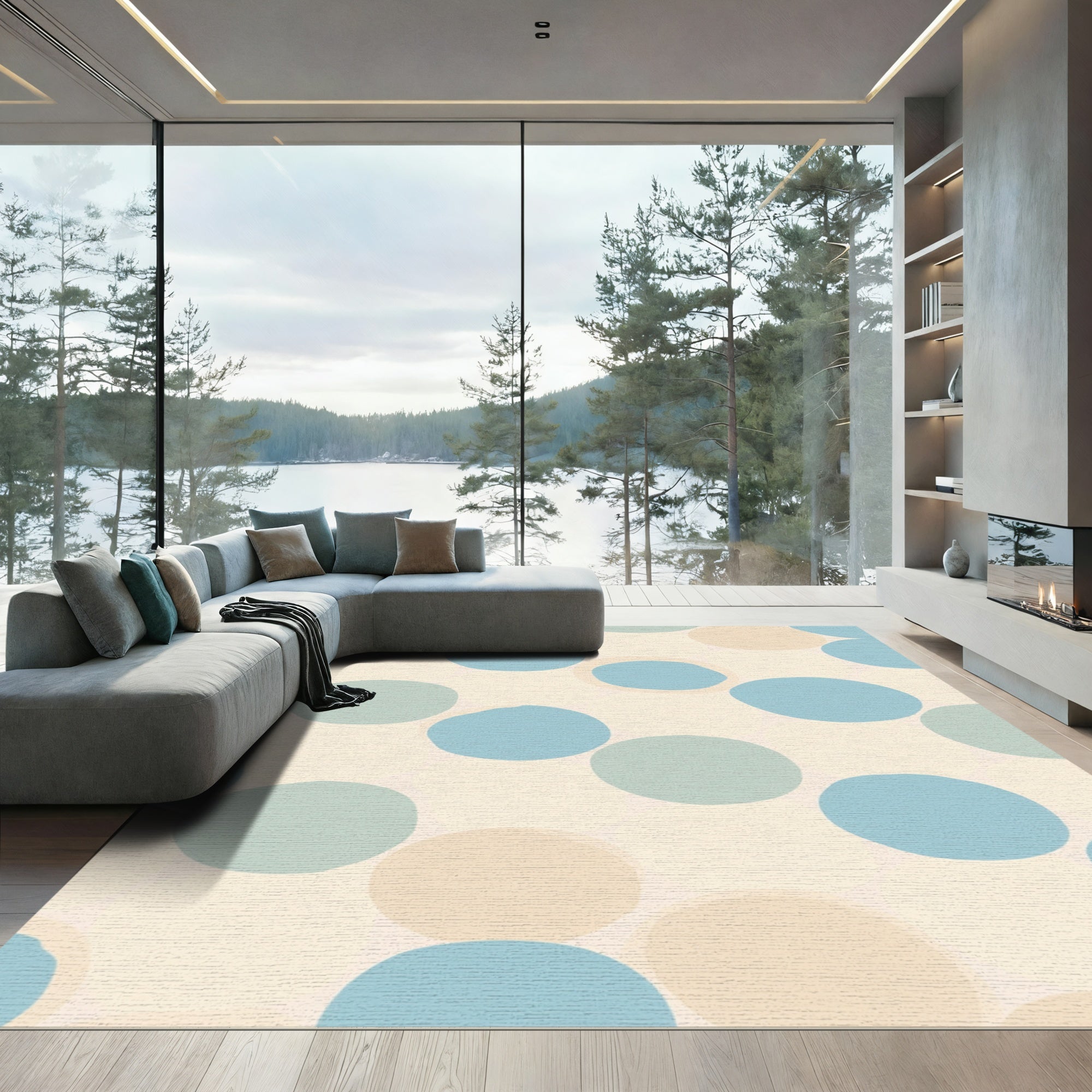 Soft Pastel Dot Arrangement Rug