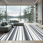Modern Charcoal Gray Stripe Rug