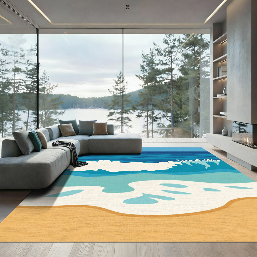 Calm Ocean Wave Beach Landscape Rug