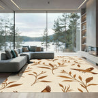 Brown Bird Branch Pattern Rug