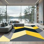 Bold Yellow Gray Geometric Chevron Rug