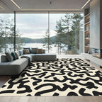Abstract Black Organic Line Art Rug