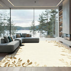 Earthy Tan Nature Leaf Branches Rug