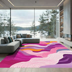 Vivid Magenta Abstract Wavy Stripes Rug