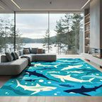 Oceanic Shark School In Blue Depths Rug