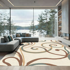 Cream Swirl Abstract Ribbon Art Rug