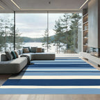 Deep Blue Horizontal Stripe Rug