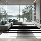 Bold Black White Linear Overlap Rug