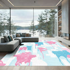 Pastel Pink Blue Drip Paint Blocks Rug