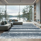 Dusty Blue Pixelated Stripe Blanket Rug