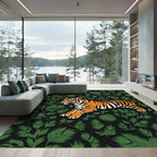 Orange Tiger In Lush Green Foliage Rug