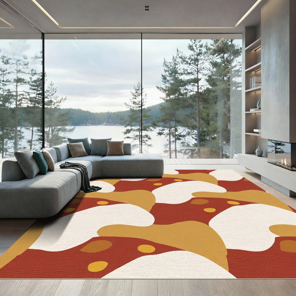 Terra Cotta Abstract Organic Shapes Rug