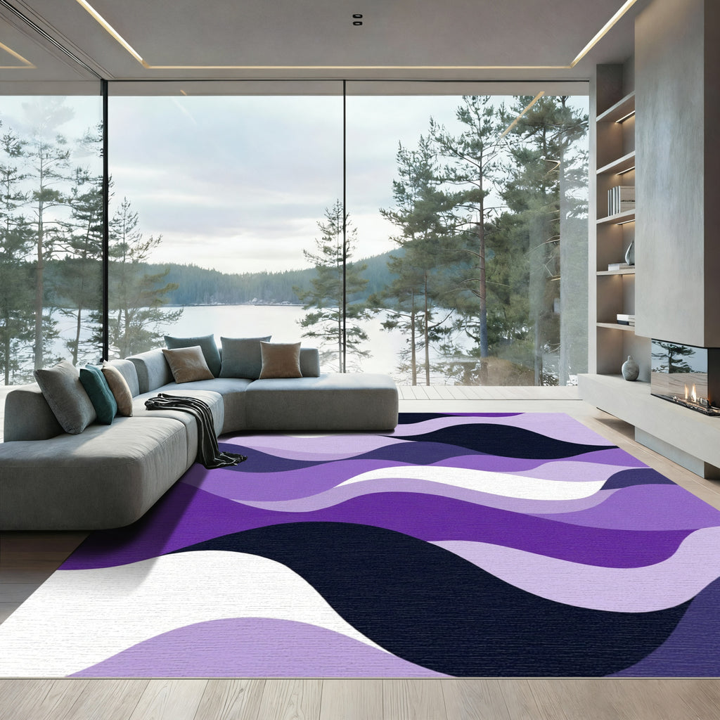 Purple Abstract Wave Flow Rug