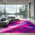 Vibrant Magenta Geometric Diamond Quilt Rug
