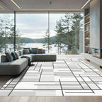 Monochromatic Geometric Labyrinth Window Rug