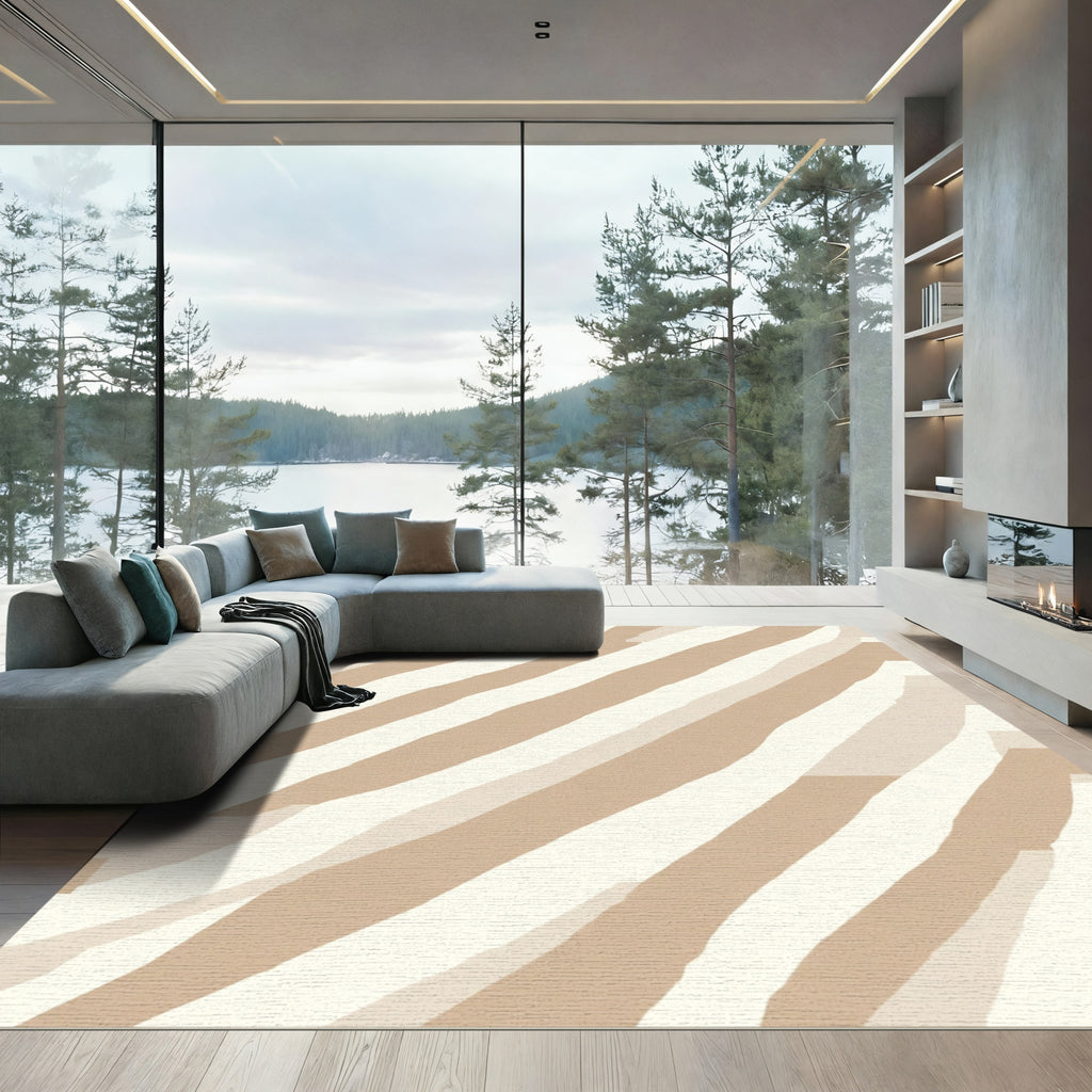 Neutral Toned Diagonal Stripe Rug