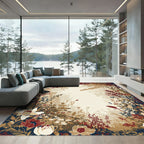 Woodland Floral Medley Tan Red Rug