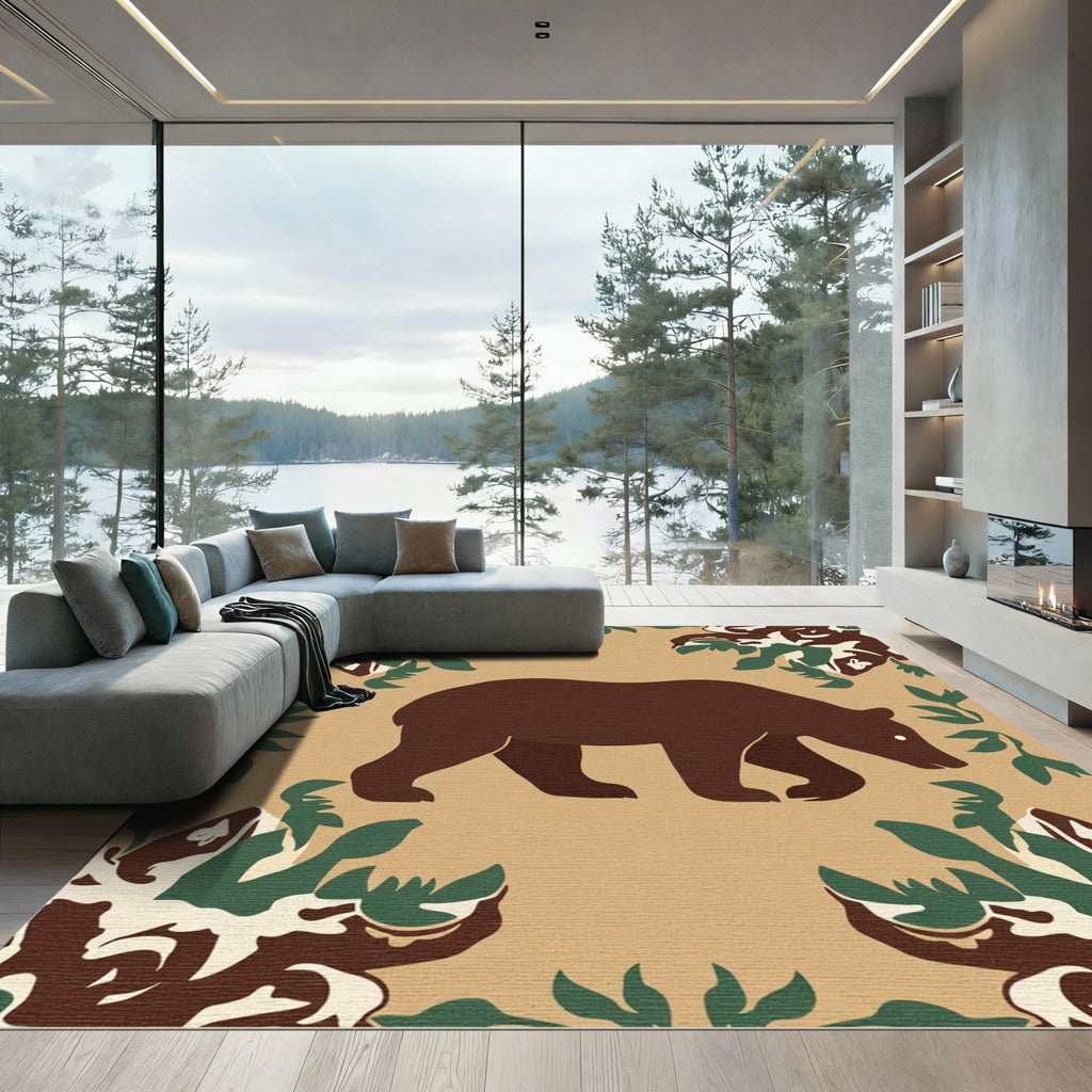 Brown Bear Forest Woodland Charm Rug