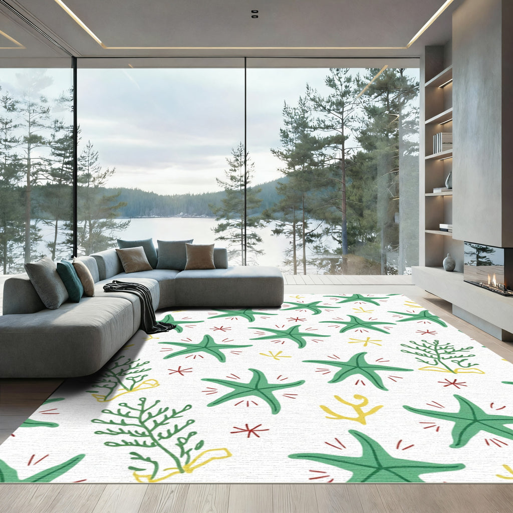Green Starfish Seaweed Array Rug
