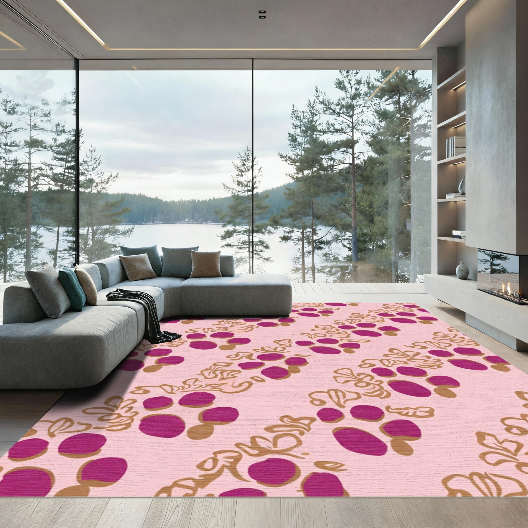 Pink Berry Blossom Vine Rug