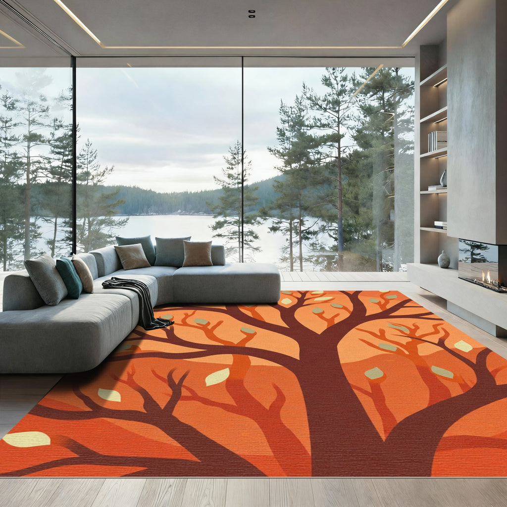 Autumn Leaves Tree Branch Composition Rug