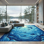 Ocean Dolphins Underwater Sun Rays Rug