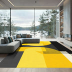 Vibrant Yellow Geometric Abstract Rug