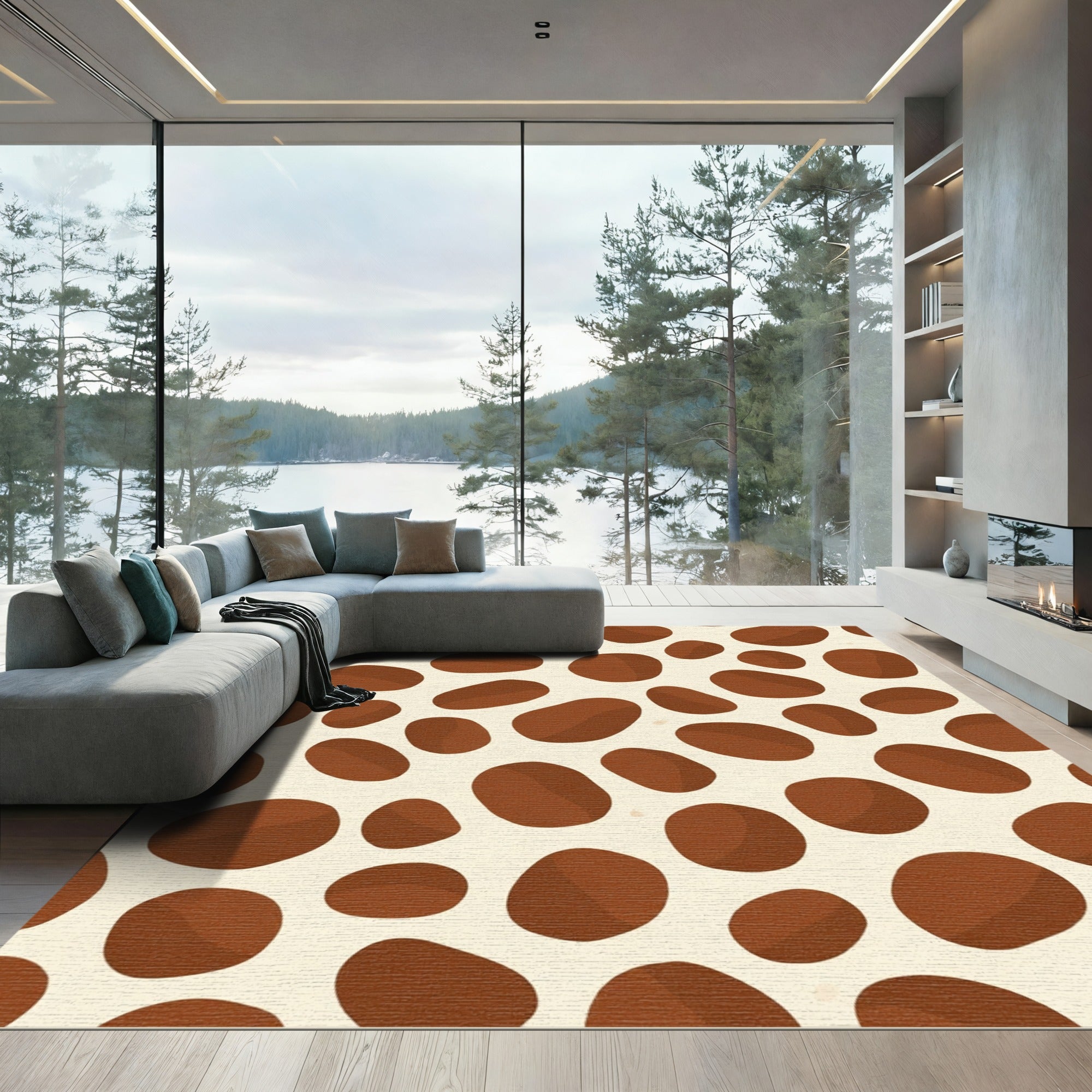 Earthy Brown Spotted Organic Rounds Rug
