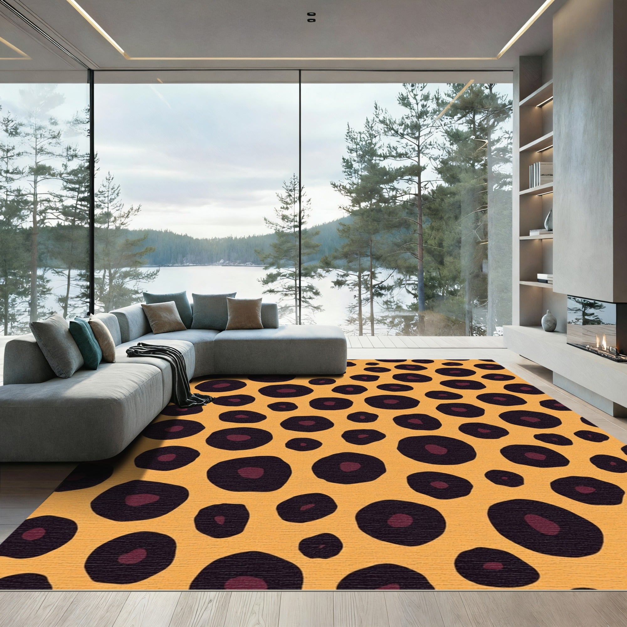 Bold Orange Leopard Spot Rug