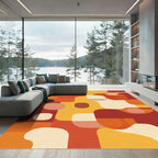 Retro Warm Tone Organic Shapes Rug