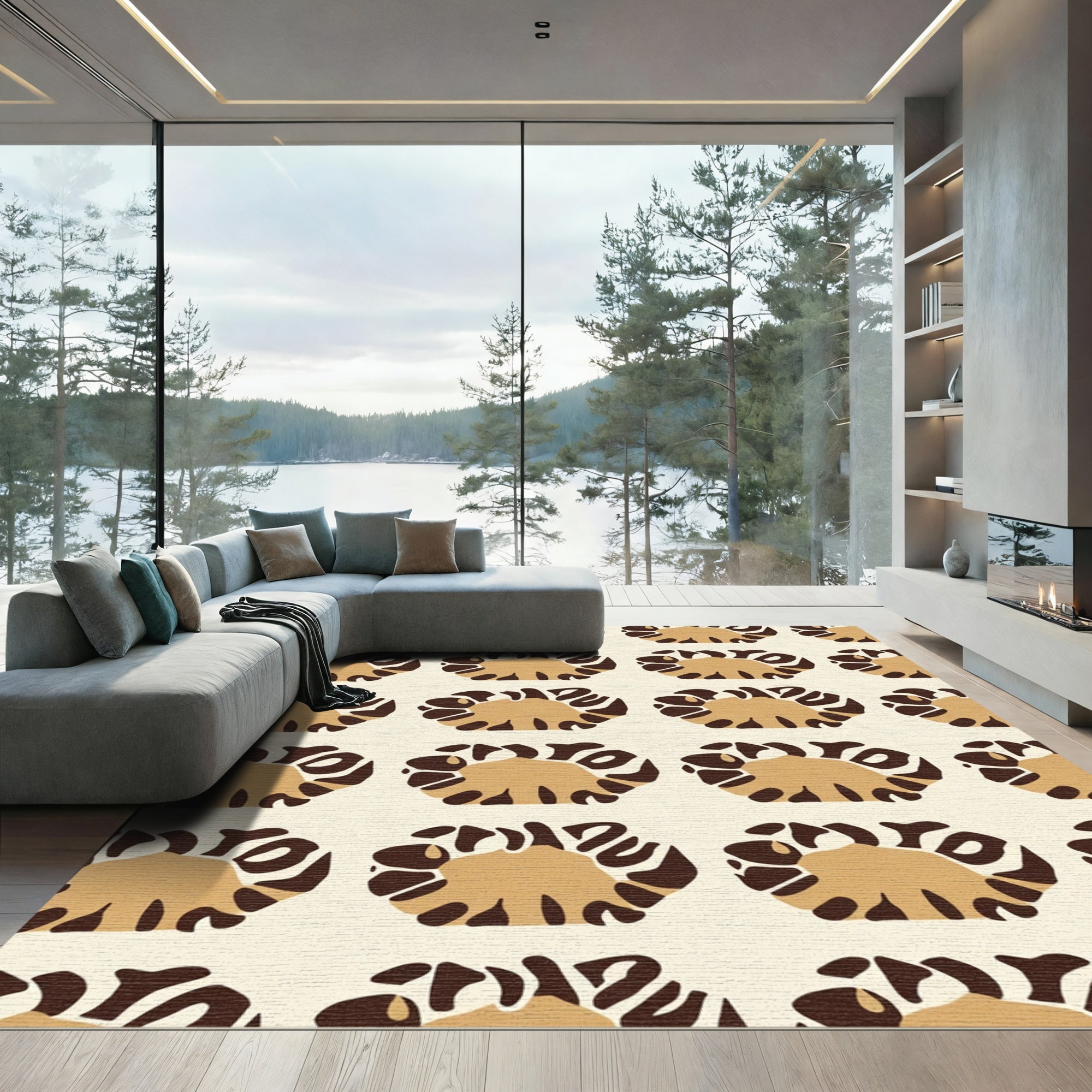 Camel Brown Animal Skin Round Rug