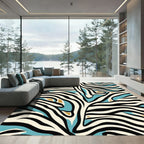 Bold Zebra Stripe Aqua Gold Rug