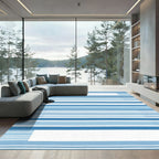 Blue And White Striped Horizontal Rug