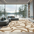 Brown Abstract Swirl Vine Rug