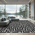 Monochromatic Maze Labyrinth Rug