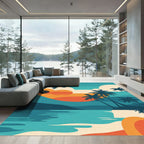 Vibrant Sunset Palm Tree Horizon Rug