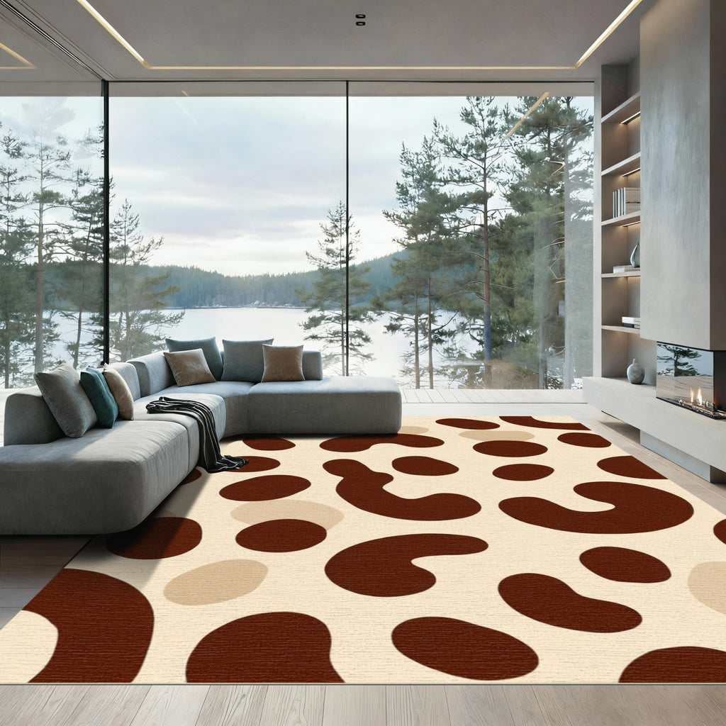 Brown Cream Organic Blobs Rug