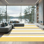 Modern Yellow Gray Horizontal Stripe Rug