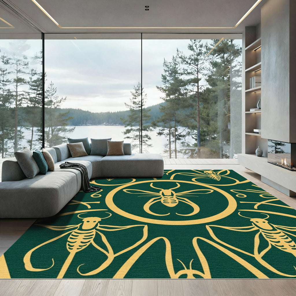 Emerald Insect Art Nouveau Rug