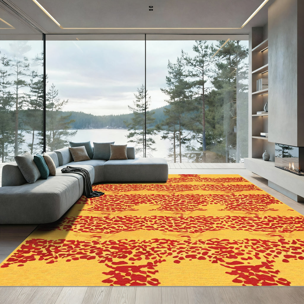 Crimson Textured Horizontal Strips Rug