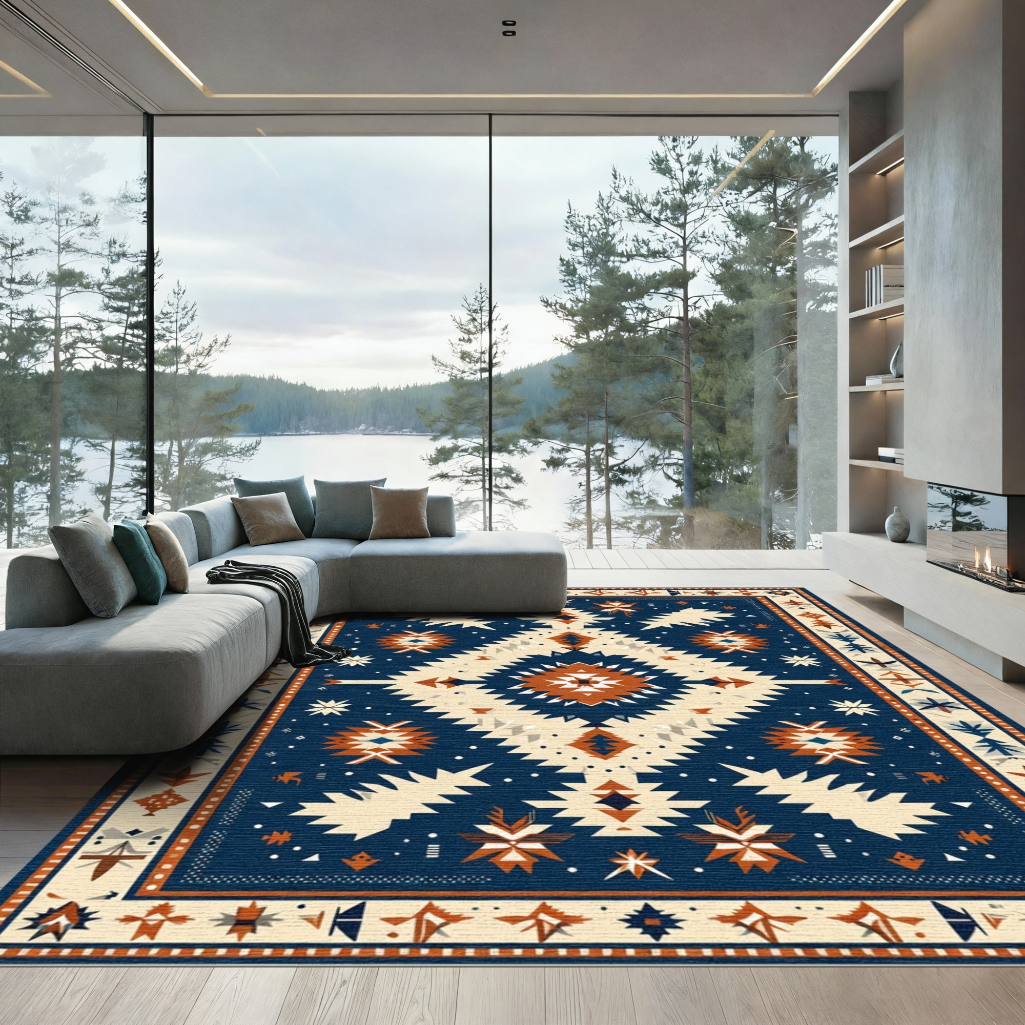 Southwestern Geometric Starburst Accent Rug