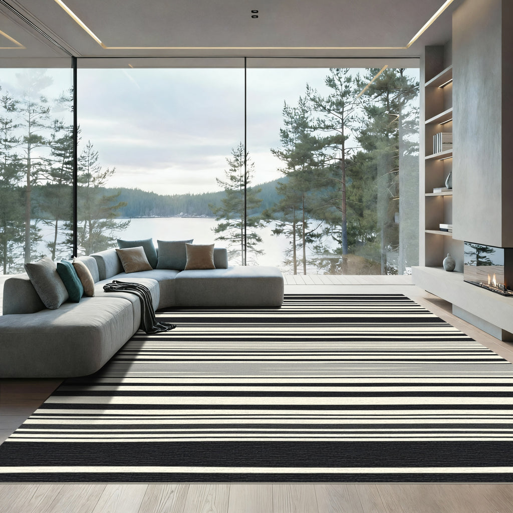 Monochromatic Horizontal Stripe Appeal Rug